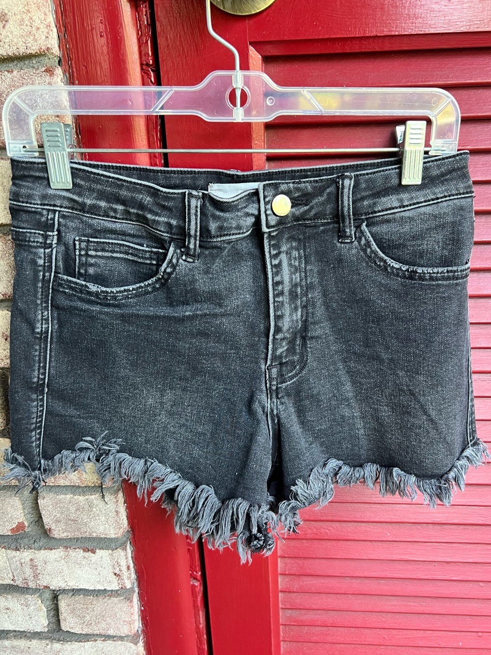 Alter’d State High Rise Black Frayed Hem Jean Shorts Medium - Picture 5 of 9